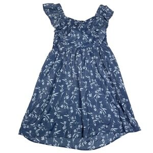 Wallflower Women Blue Floral Ruffle Square Neck High Low Prairie Dress Size XL